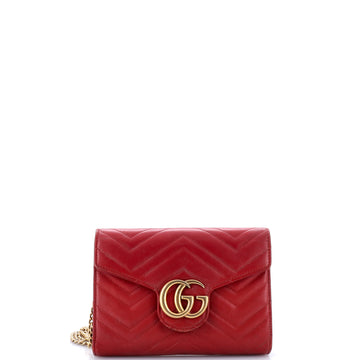 Gucci GG Marmont Chain Wallet Matelasse Leather Mini