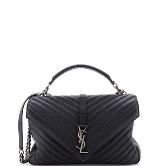 Saint Laurent Classic Monogram College Bag Matelasse Chevron Leather Large