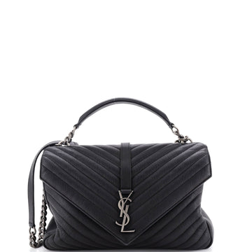 Saint Laurent Classic Monogram College Bag Matelasse Chevron Leather Large