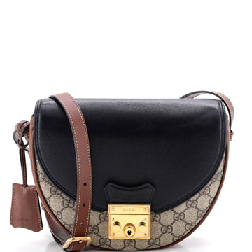 Gucci Padlock Saddle Shoulder Bag GG Coated Canvas and Leather Small