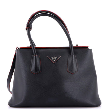 Prada Turnlock Cuir Twin Tote Saffiano Leather Small