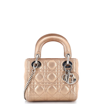 Christian Dior Lady Dior Chain Bag Cannage Quilt Iridescent Leather Mini