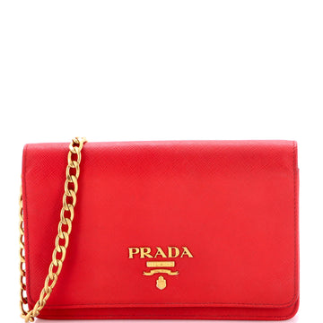 Prada Chain Wallet Crossbody Saffiano Leather