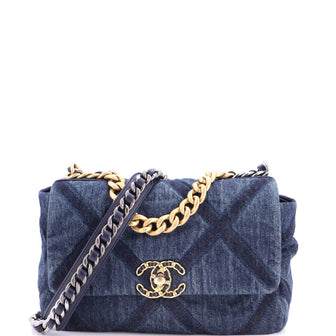 Chanel 19 Flap Bag Quilted Denim Medium