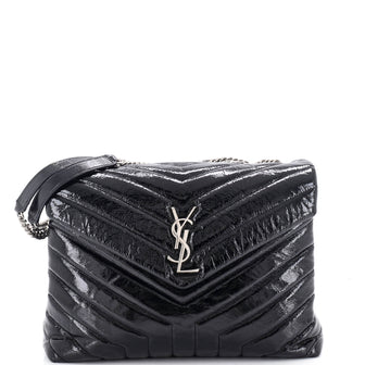 Saint Laurent Loulou Shoulder Bag Matelasse Chevron Patent Medium