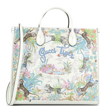 Gucci Gucci Tiger Convertible Open Tote Printed Leather Medium