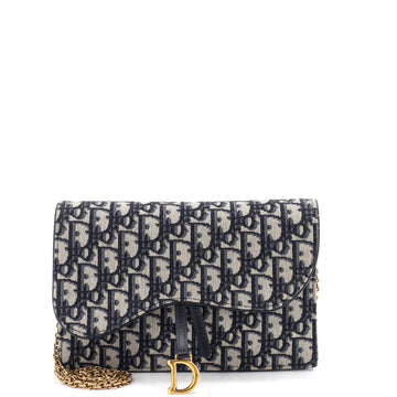 Christian Dior Saddle Chain Clutch Oblique Canvas