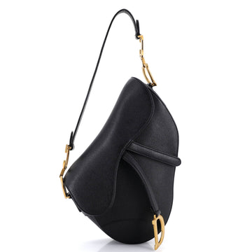 Christian Dior Saddle Handbag with Strap Leather Medium