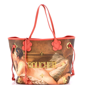 Louis Vuitton Neverfull NM Tote Limited Edition Jeff Koons Boucher Print Canvas MM