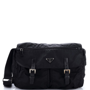 Prada Double Buckle Flap Camera Bag Tessuto Large