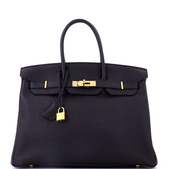 Hermes Birkin Handbag Black Togo with Gold Hardware 35