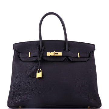 Hermes Birkin Handbag Black Togo with Gold Hardware 35