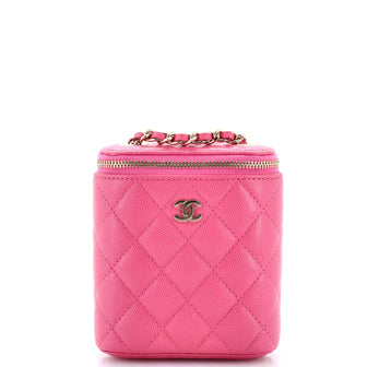 Chanel Vertical Classic Vanity Case with Chain Quilted Caviar Mini