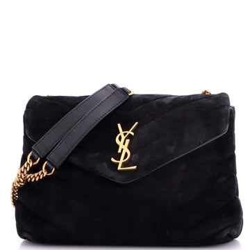 Saint Laurent Loulou Shoulder Bag Matelasse Chevron Suede Small
