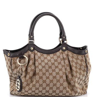 Gucci Sukey Tote GG Canvas with Leather Medium