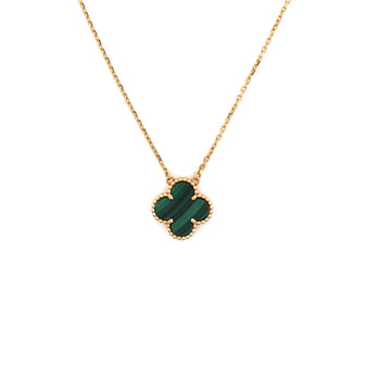 Van Cleef & Arpels Vintage Alhambra Pendant Necklace 18K Yellow Gold and Malachite