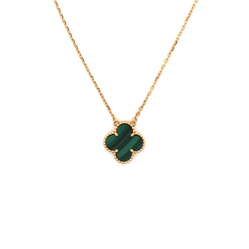 Van Cleef & Arpels Vintage Alhambra Pendant Necklace 18K Yellow Gold and Malachite