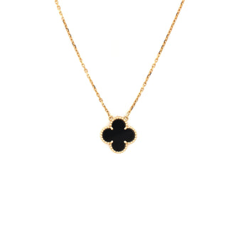 Van Cleef & Arpels Vintage Alhambra Pendant Necklace 18K Yellow Gold and Onyx