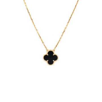 Van Cleef & Arpels Vintage Alhambra Pendant Necklace 18K Yellow Gold and Onyx