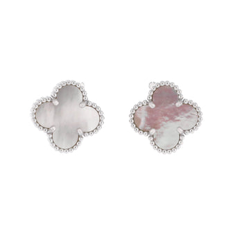 Van Cleef & Arpels Vintage Alhambra Earrings 18K White Gold and Mother of Pearl
