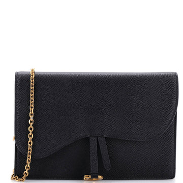 Christian Dior Saddle Chain Clutch Leather