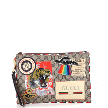 Gucci Courrier Pouch GG Coated Canvas with Applique