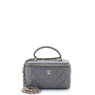 Chanel Classic Top Handle Vanity Case with Chain Quilted Lambskin Small