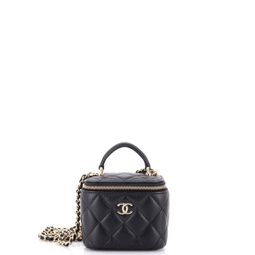 Chanel Classic Top Handle Vanity Case with Chain Quilted Lambskin Mini