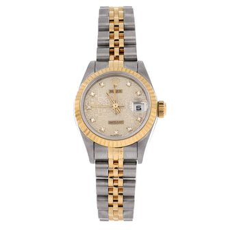 Rolex Oyster Perpetual Datejust Automatic Watch Stainless Steel and Yellow Gold with Diamond Markers 26