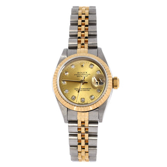 Rolex Oyster Perpetual Datejust Automatic Watch Stainless Steel and Yellow Gold with Diamond Markers 26
