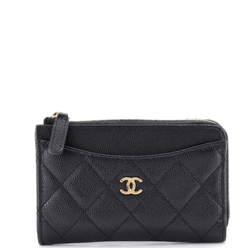 Chanel Zip Around Card Holder Quilted Caviar
