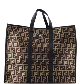 Fendi Karligraphy Tote Metallic Zucca Canvas Large