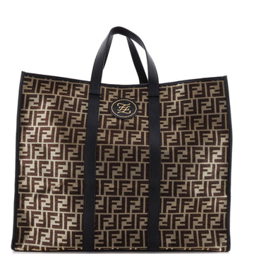 Fendi Karligraphy Tote Metallic Zucca Canvas Large