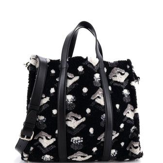 Fendi Convertible Shopping Tote Printed Shearling Large