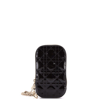 Christian Dior Lady Dior Phone Holder on Chain Cannage Quilt Patent