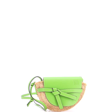 Loewe Gate Leather Shoulder Leather with Raffia Mini