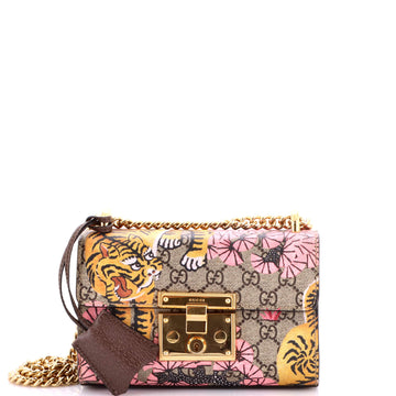 Gucci Padlock Shoulder Bag Bengal Print GG Coated Canvas Small
