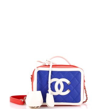 Chanel Filigree Vanity Case Quilted Caviar Small