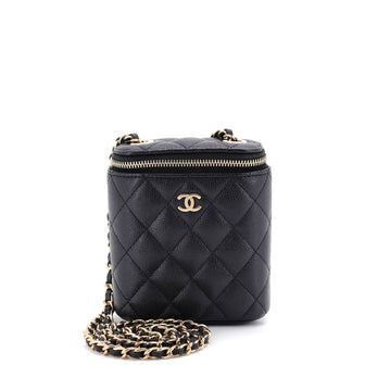 Chanel Vertical Classic Vanity Case with Chain Quilted Caviar Mini