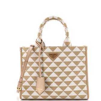 Prada Symbole Shopper Tote Jacquard Small