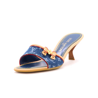 Louis Vuitton Women's Victim Heeled Mules Monogram Denim with Leather