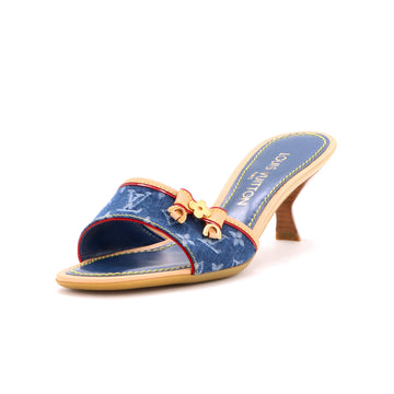 Louis Vuitton Women's Victim Heeled Mules Monogram Denim with Leather