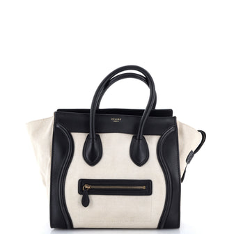 Celine Luggage Bag Canvas and Leather Micro