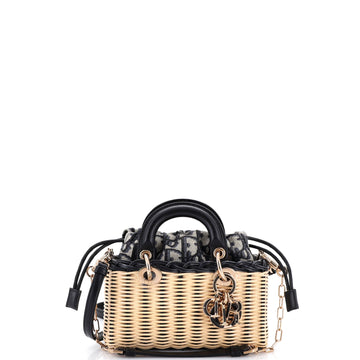 Christian Dior Lady D-Joy Bag Wicker and Oblique Canvas Micro