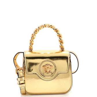 Versace La Medusa Chain Handle Crossbody Bag Patent Mini