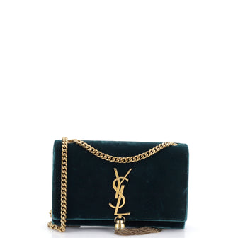 Saint Laurent Classic Monogram Tassel Crossbody Bag Velvet Small
