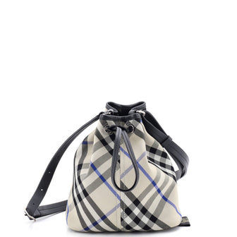 Burberry Wristlet Bucket Bag Vintage Check Canvas Mini