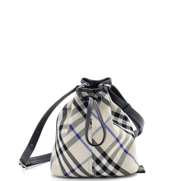Burberry Wristlet Bucket Bag Vintage Check Canvas Mini
