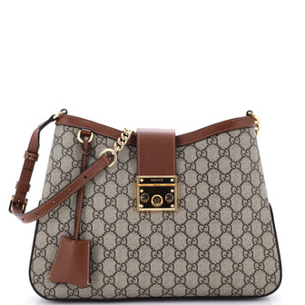 Gucci Padlock Chain Shoulder Bag GG Coated Canvas with Leather Medium