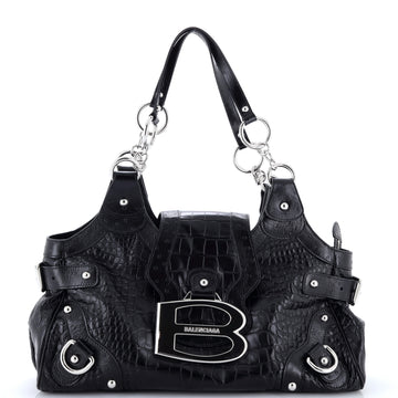 Balenciaga Essex Shoulder Bag Embossed Leather Medium